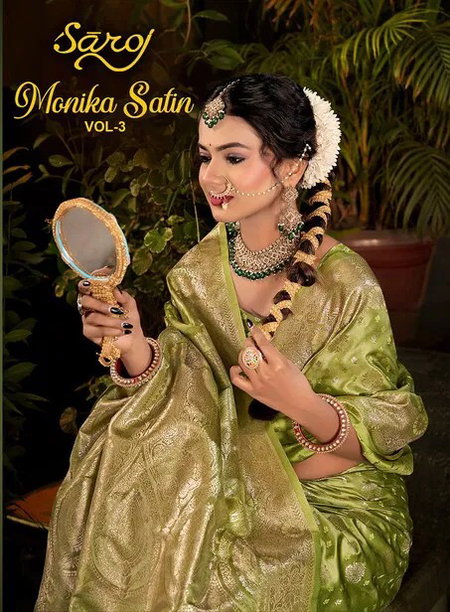 Monika Satin Vol 3 By Saroj Zari Weaving Rich Pallu Silk Saree Wholesale Online